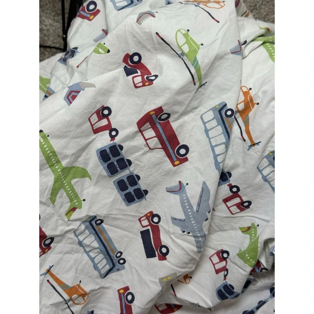 Pottery Barn Kids Organic Cotton Twin Fitted Sheet  Transportation Cars Trucks